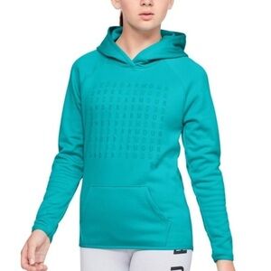 Girls Youth Sweatshirt Under Armour Teal Aqua Blue Pullover Hoody Youth Small